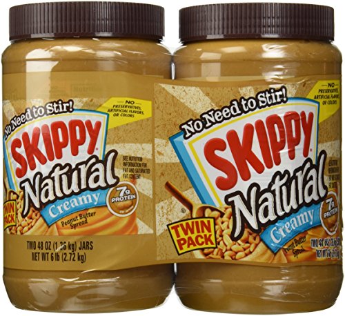 Skippy 2-48 Oz Natural Peanut Butter Spread Creamy, 6 Lb