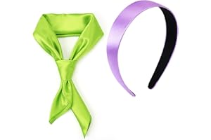 Babycop Women Costume Accessories, Purple Headband and Green Scarf for Women, Premium Satin Neck Scarf for Halloween, Perfect for Cosplay and Themed Events