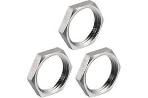 uxcell 3Pcs Cast Pipe Fitting Hex Locknut, 304 Stainless Steel Hex Lock Nut NPT 3/4" Female Thread for Plumbing Fixed, Water 