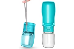 Handzee Foldable Dog Water Bottle - 12Oz Leak Proof Portable Pet Water Bottles | BPA-Free Dog Travel Water Bottle for Walking Hiking Travel Outdoor | Pet Dispenser Bottle Food Grade Plastic (Blue)