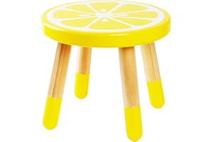 RUYU 10 Inch Solid Hard Wood Fruit Stool, Crafted Hand-Painted Wood with Assembled Four-Legged Stool, Bedroom, Playroom, Lemon Furniture Stool for Children,Adults Boys, Girls