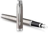 Parker IM Fountain Pen Stainless Steel Chrome Trim Fine Nib Blue Ink Gift Box