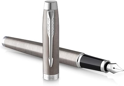 Parker IM Fountain Pen Stainless Steel Chrome Trim Fine Nib Blue Ink Gift Box
