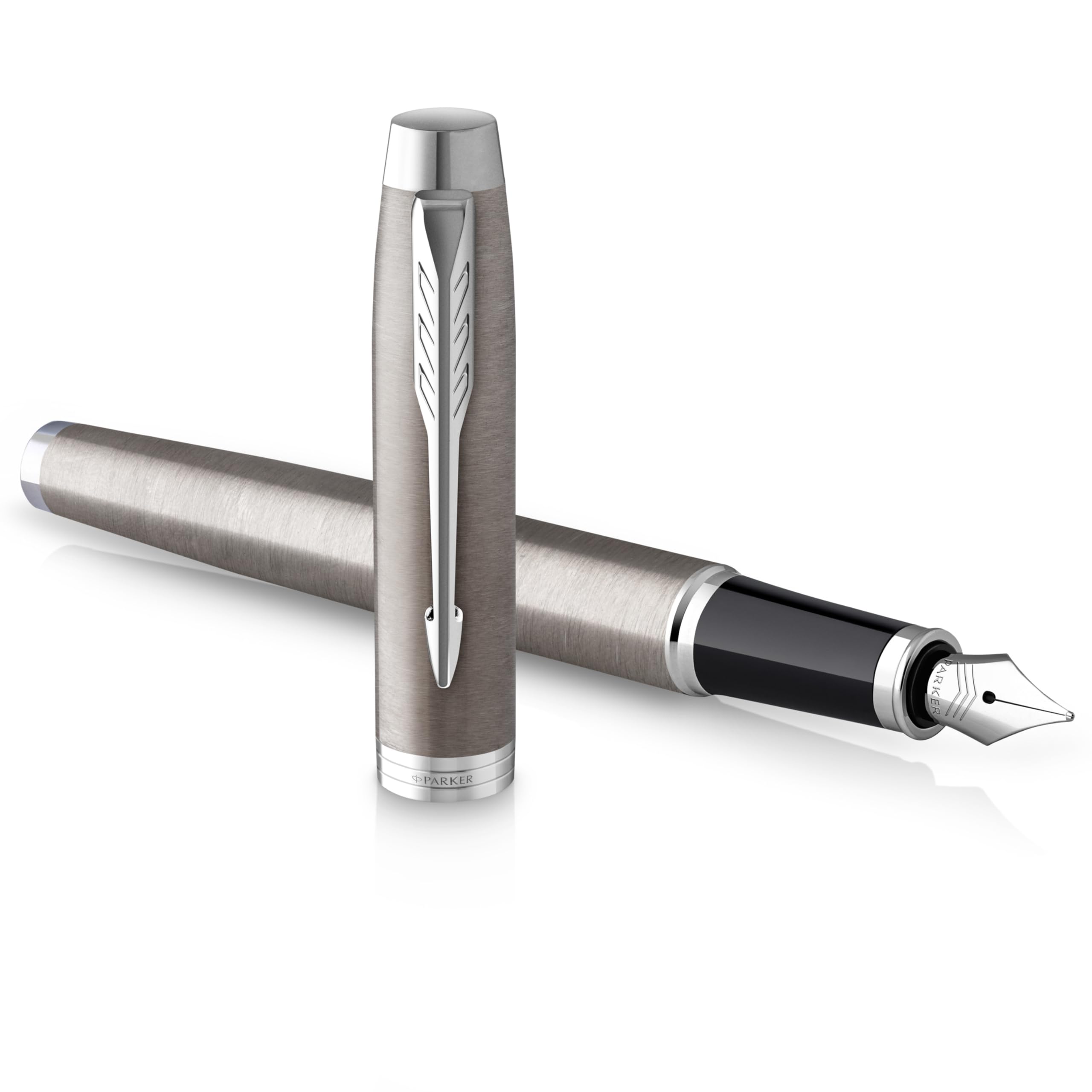 Parker IM Fountain Pen | Stainless Steel with Chrome Trim | Fine Point with Blue Ink Cartridge | Gift Box