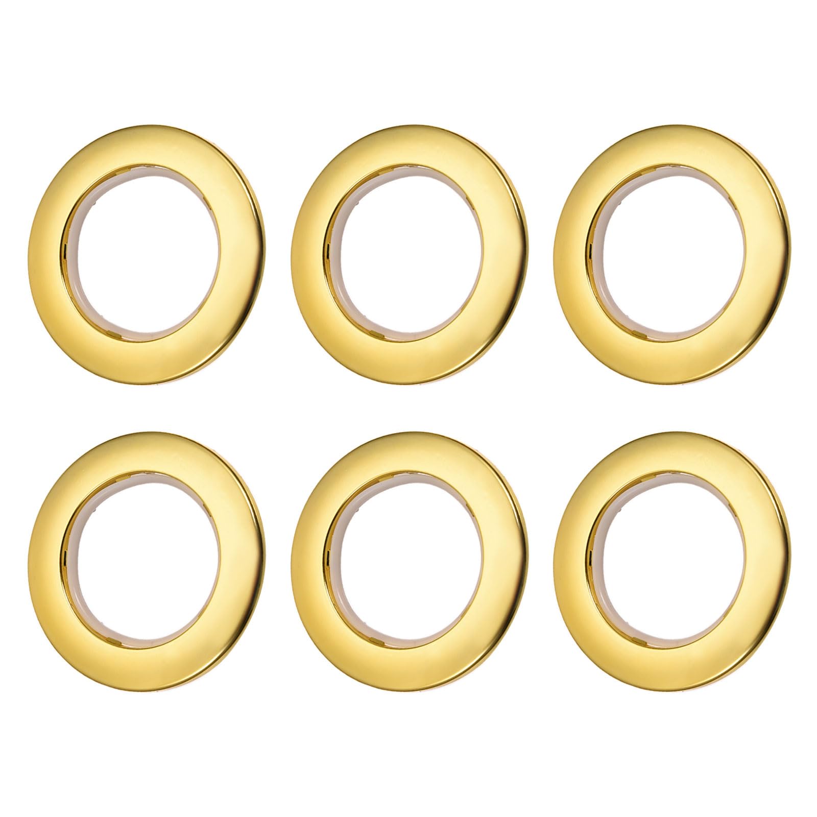 DTGN 1-2/3 Inch Inner Diameter Curtain Grommets - 6Pack - Good for Curtain - Reusable DIY Sliding Grommets - Bright Gold