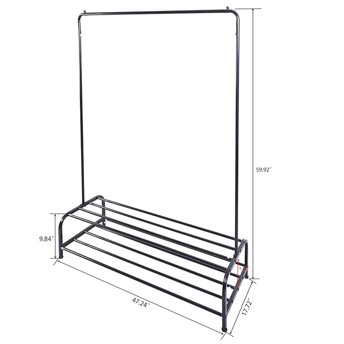 DUMEE Metal Garment Rack Heavy Duty Indoor Bedroom Clothing Coat Racks Hanger with Top Rod and