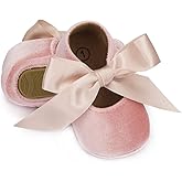 ohsofy Infant Baby Girls Mary Jane Flats Non-Slip Bowknot Princess Wedding Dress Shoes Toddler Crib Shoes
