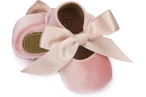 ohsofy Infant Baby Girls Mary Jane Flats Non-Slip Bowknot Princess Wedding Dress Shoes Toddler Crib Shoes