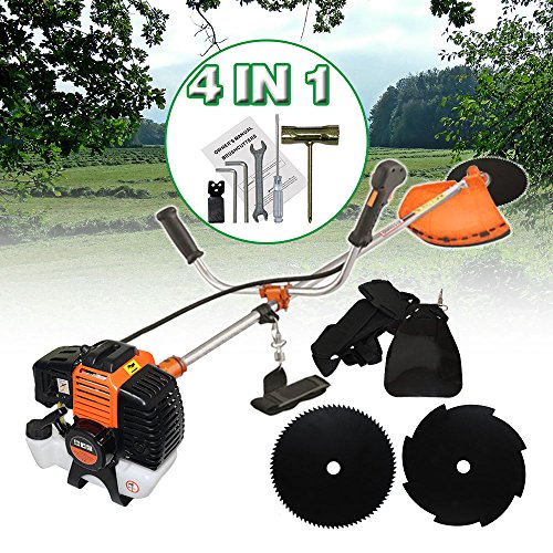 PROMOTOR 4 in 1 Multi Tool Grass Trimmer, 52cc Gasoline Handheld Grass Shears Hedge Trimmer Attachment Edger Attachment and Brush Cutter Blade with Bonus Harness