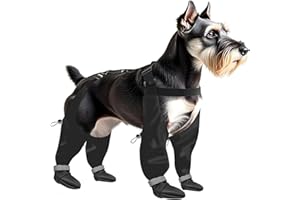 Dog Boots with Suspenders Stretchy, Adjustable Dog Suspender Boot, Anti-Slip Waterproof Rain Booties, Pooch Paw Protector Tal