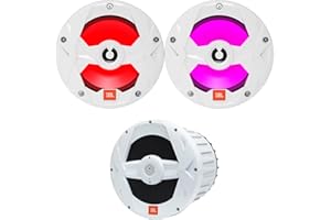 Milennia JBL BassPro 10'' 750 Watt Max Powered Marine Audio Subwoofer Bundle Combo with Pair (Qty 2) of 6.5'' 2-Way 225 Watts Peak Power Marine Audio Multi-Element Speakers (White)