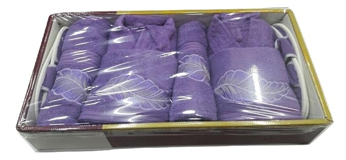 8 Pieces Wedding Bathrobe Set (Purple)