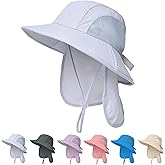 Outdoor Kids Sun Hats with Neck Flap Boys Girls Wide Brim UPF 50+ UV Protection Children Bucket Hat Safari Hat