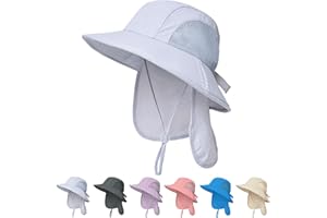 ZOORON Outdoor Kids Sun Hats with Neck Flap Boys Girls Wide Brim UPF 50+ UV Protection Children Bucket Hat Safari Hat