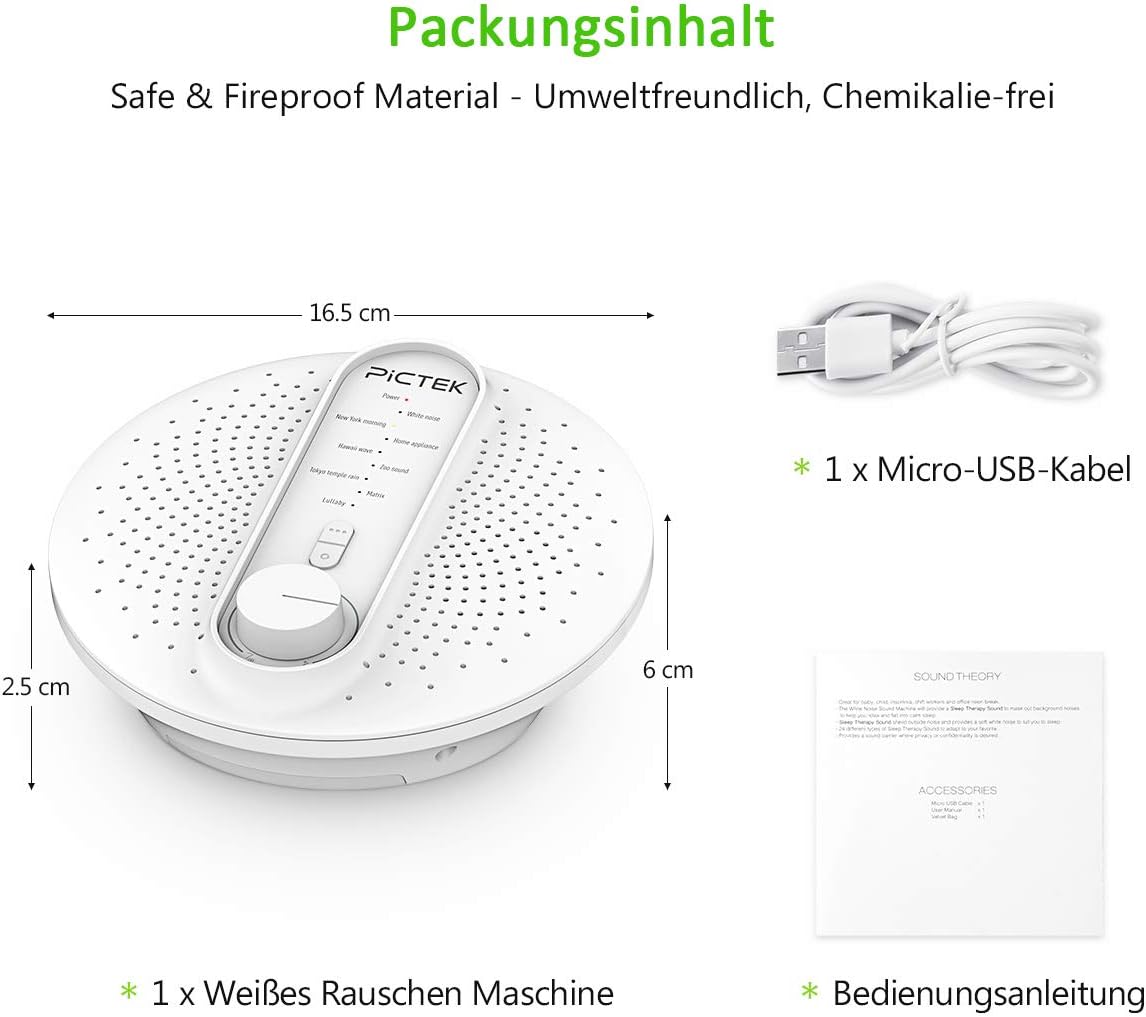 Pictek White Noise Maschine Einschlafhilfe Mit 24 Naturliche Beruhigende Klange Weisses Rauschen Mashine 8 Melodien Mit Usb Weideraufladbare Fur Neugeborene Alte Menschen Schlaflose Usw Weiss Amazon De Drogerie Korperpflege