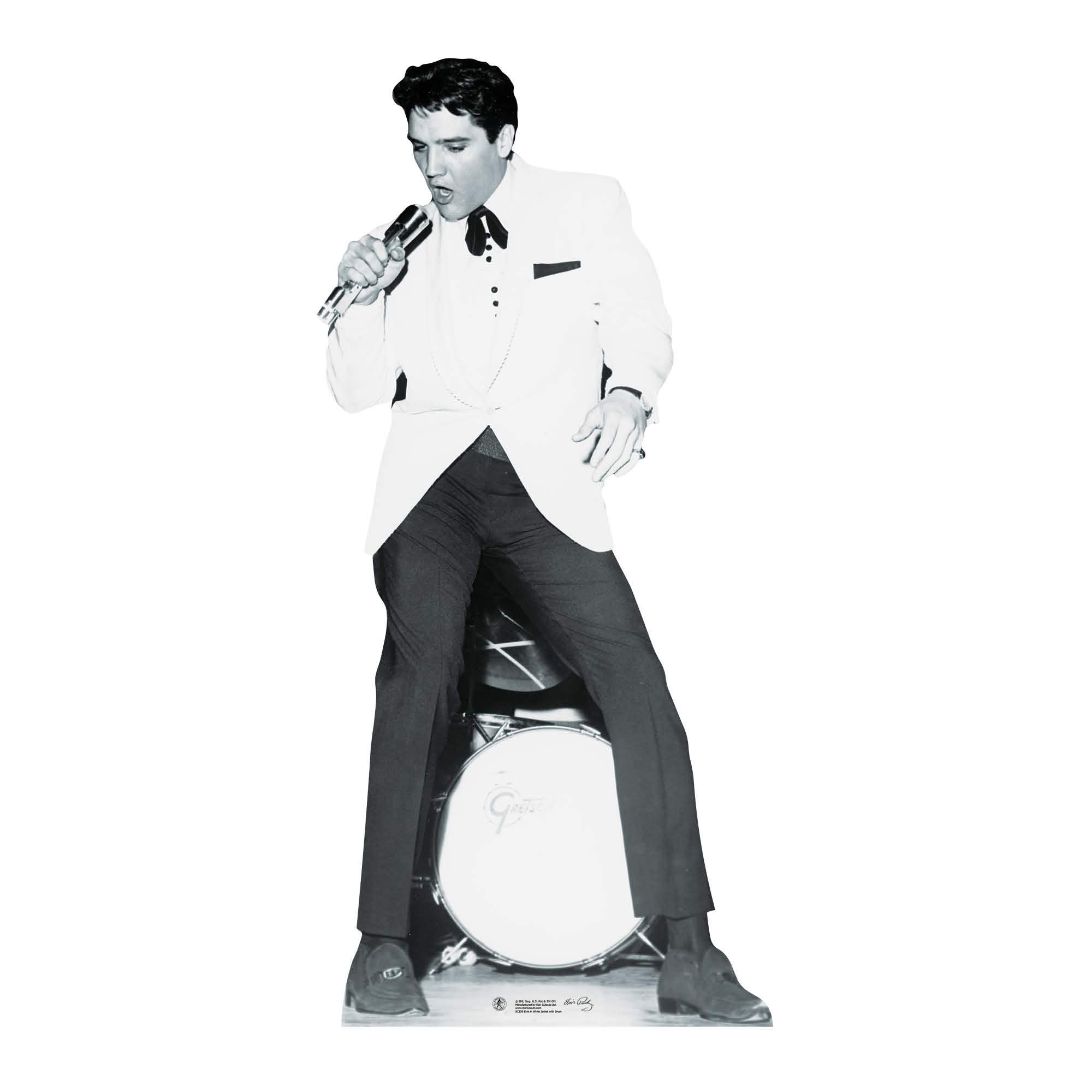 Star Cutouts SC239 Elvis Presley Singing in White Jacket Lifesize Cardboard Cutout – Music Legend Display for Fans, Parties & Décor
