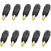 XMHF DC Power Converter Plug, 4.8mm x 1.7mm Male to 5.5mm x 2.1mm Female Jack Adapter Connector Black & Yellow Tip 10pcs