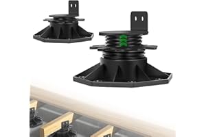 YHMYOALU 12Pack Adjustable Deck Support Pedestal Deck Foundation Base Support，Used for Floating Deck Platform Deck Floor Height Adjustment Raising, Adjustment Raising from 1-3/16" to 2-3/8",Black