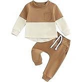 Thorn Tree Toddler Baby Boy Outfits Long Sleeve Contrast Color Sweatshirt Solid Pants Autumn Winter Clothes Set