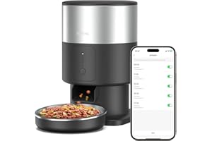 Yuposl Automatic Cat Feeder - 5G WiFi Cat Food Dispenser with Stainless Steel Food Storage, 1-6 Meals Per Day, 1-16 Portion, Voice Recording, Auto Pet Feeder with App