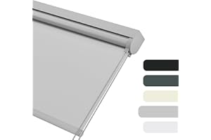 HOTSOON Blackout Roller Shades for Windows, Color-Matched Roller Blinds, UV Protection, Thermal Insulation Fabric Room Darkening Shades for Home, Office, Gray, 18" W x 80" H