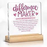 Pink Difference Maker Gifts Desk Decor - Definition Acrylic Plaque Sign Office Home Desk Decorative for Home Work Mom Thank You Appreciation Gifts for Teacher Mentor Coach Boss Friends Coworker