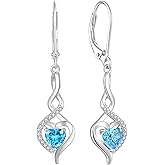 Starchenie Infinity Heart Earrings Sterling Silver Twisted Leverback Earring Gemstones Jewelry for Women