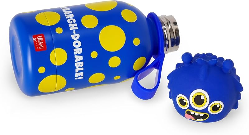 - Botella de agua para niños Hot&Cold BFF, Monster, doble capa de acero inoxidable 18/8 con cierre hermético, se mantiene caliente durante 12 h y fría durante 24 h, capacidad 310 ml