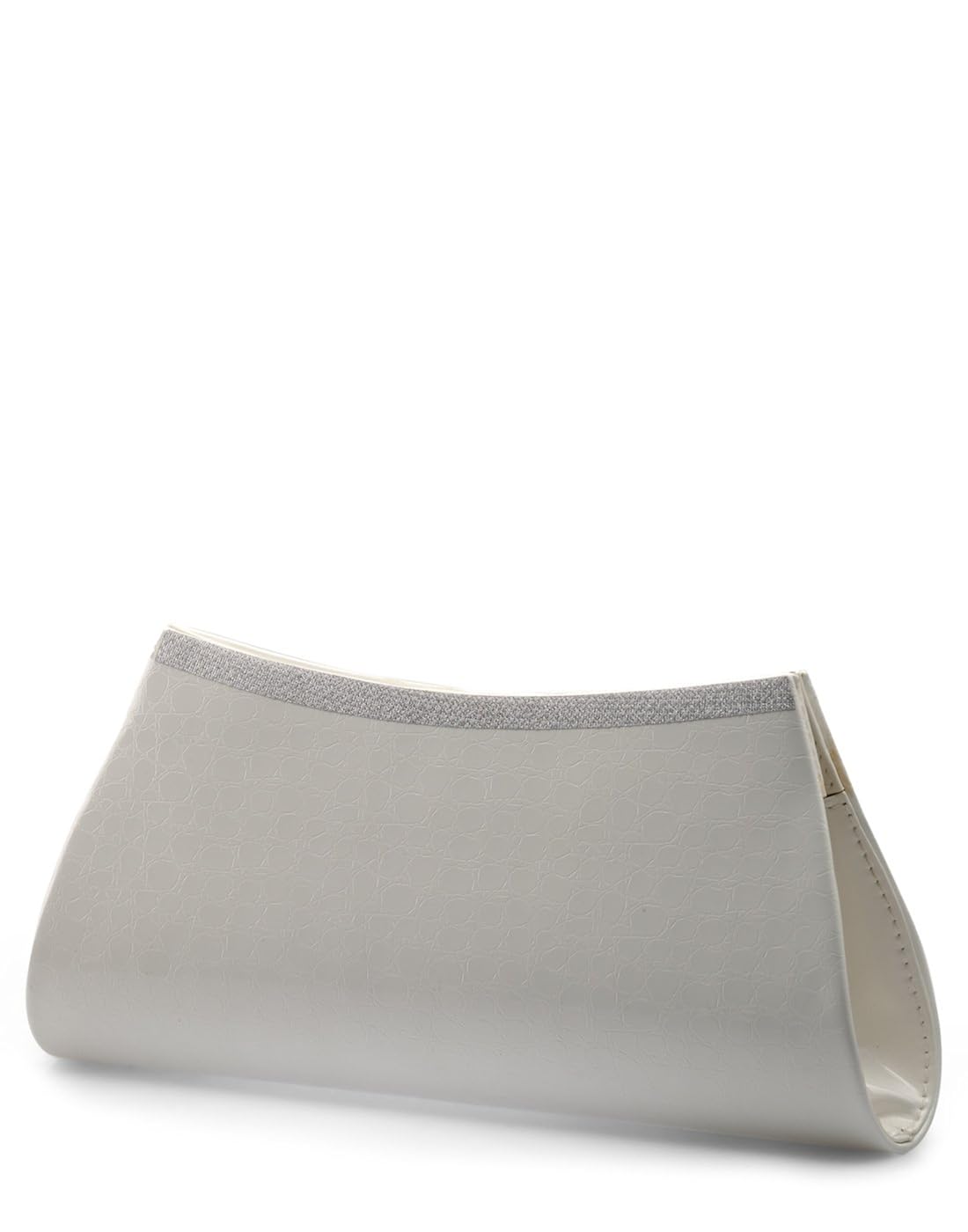 oleva women's croco leather white clutch bag