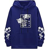SOLY HUX Men's Floral Print Casual Graphic Hoodies Drawstring Long Sleeve Pullover Sweatshirt
