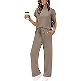 XIEERDUO Women's Side Slit Lounge Sets 2 Piece Travel Outfits Wide Leg Loungewear Fashion Mock Neck Tracksuits S-3XL