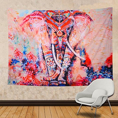 Gontic Elephant Tapestry Wall Hanging Ethnic Tapestry Bohemian Mandala Tapestries Watercolor Psychedelic Wall Tapestry Hippie Indian Home Bedroom Wall Decoration Tapestry 59"x79"