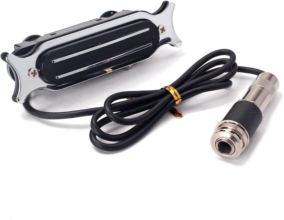 Noiseless Dual Coil Acoustic Guitar Soundhole Pickup Magnetic with Active Power Jack