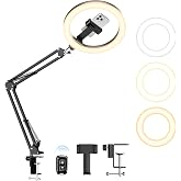 Upgrade Ring Light with Stand, Overhead Phone Mount for Desk, 10&rdquo; Selfie Light with Stand Tripod for iPhone, Light with Phone Holder for Video Recording,Zoom Meeting,Live Streaming Tiktok,YouTube