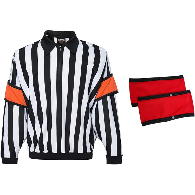 TOPTIE Maillot d'Arbitre de Hockey pour Hommes, T-Shirt Officiel à Manches Courtes Col en V Rayé, 3TG