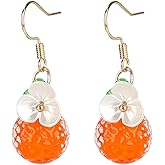 Orange Earrings, Glass Bead Orange Pendant Earrings Handmade Fruit Studs for Women Cute Summer Jewelry Clothes Gift Accessories for Women