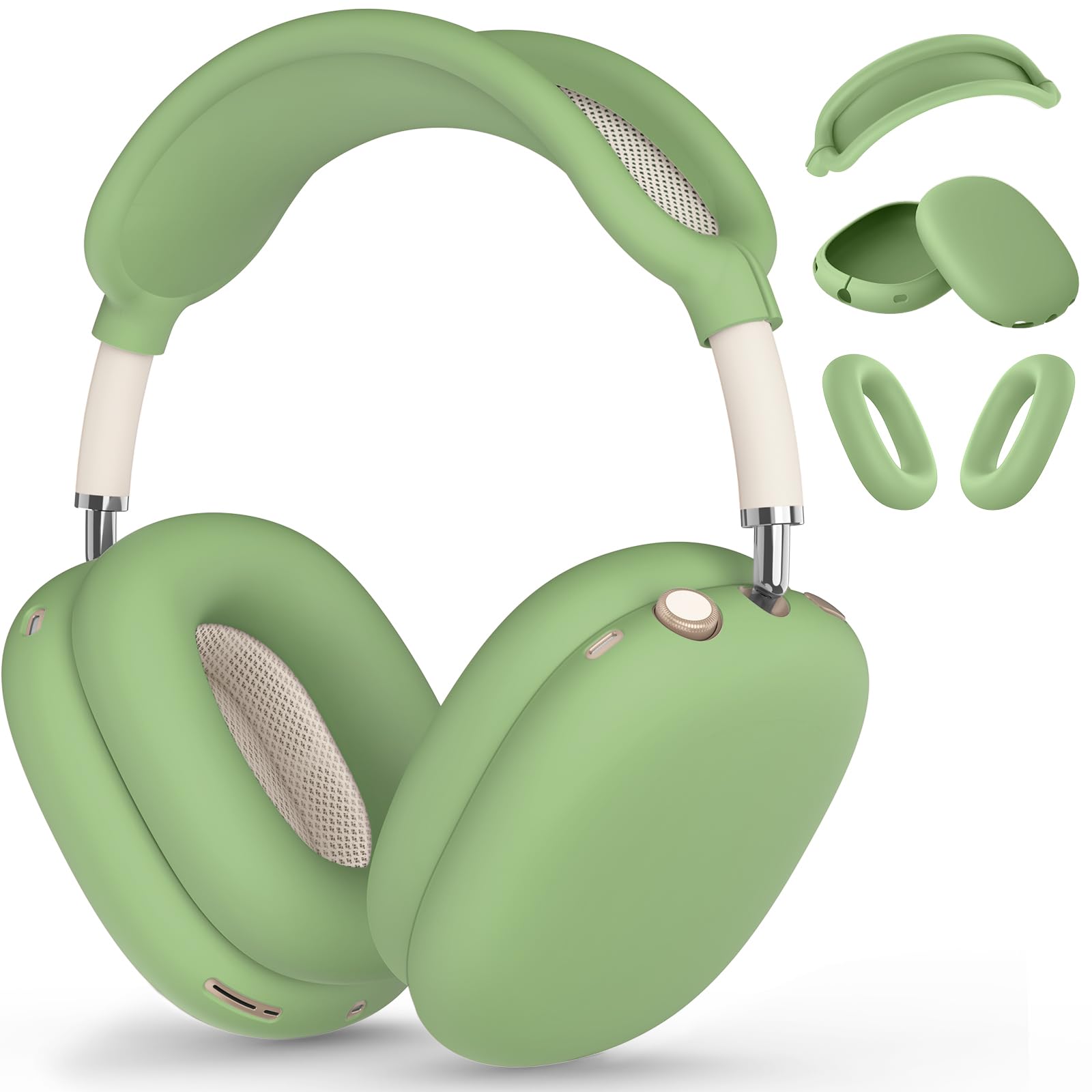 Photo 1 of Silicone Case Cover for AirPods Max, Ear Pad Case Cover/Ear Cups Cover/Headband Cover for AirPods Max Headphones, Accessories Soft Silicone Protector for Apple AirPods Max New USB-C (2024) (Green)