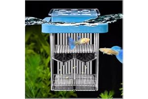 La La Pet® Floating Fish Breeding Box with Lid Parent Fish and Baby Fishes Aquarium Divider Hatching Box with Adjustable Floating Ring Transparent Incubator