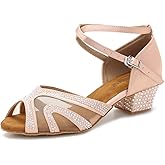 TTdancewear Rhinestones Ballroom Dance Shoes Women Latin Salsa Bachata Performance Dance Shoes Suede Sole