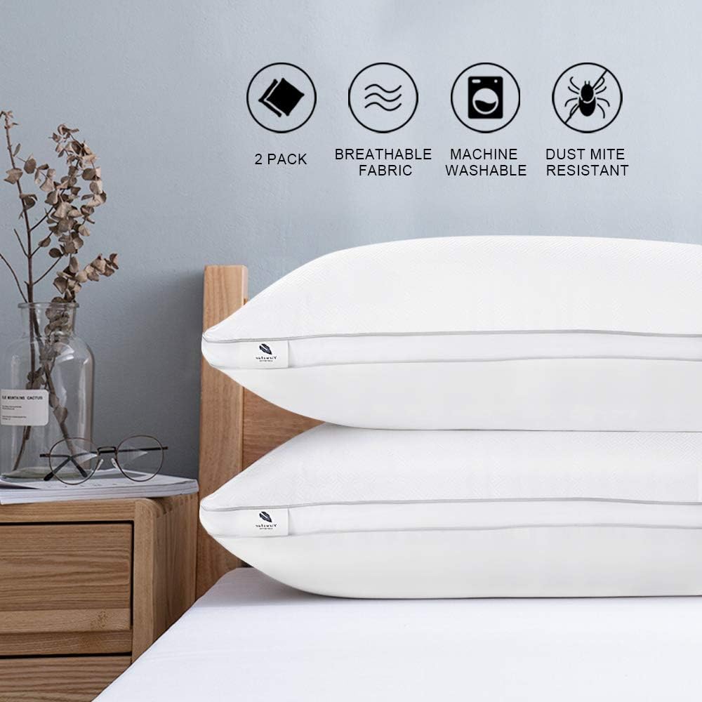 viewstar King Size Pillows for Sleeping, Bed Pillows 2 Pack Hotel Quality Pillow, Down Alternative Hypoallergenic Pillows for Side Back Stomach Sleepers, Soft and Supportive Gusseted Pillow (20x36): Home & Kitchen