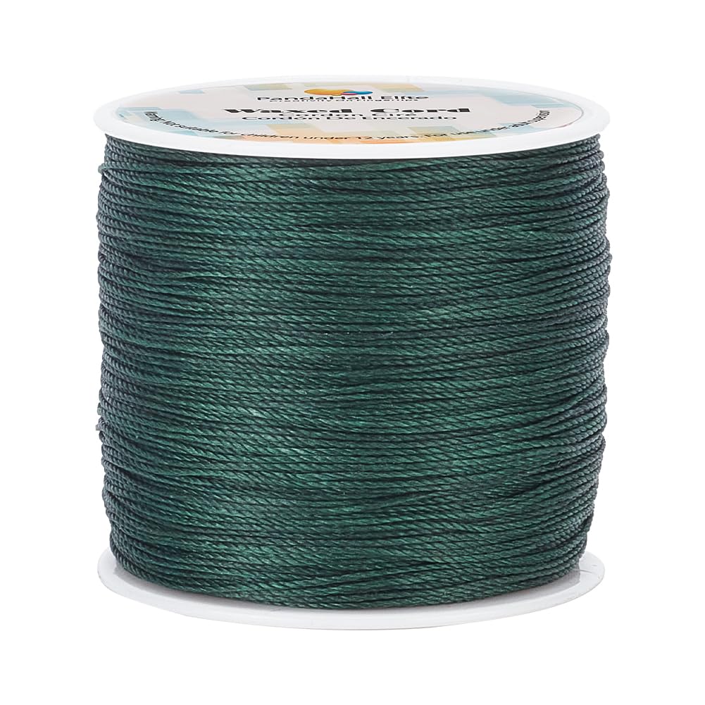 PH PandaHall 115 Yards 0.5mm Waxed Cords, Dark Green Waxed Polyester Thread Wax Beading String Twine Wax Cord for DIY Bracelet Necklaces Waist Beads Jewellery Making Macrame Sewing Christmas Project