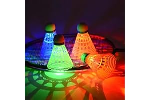 ZHENAN LED Badminton Shuttlecocks,Colourful Lighting Badminton Birdies,Plastic Nylon Shuttlecock,Glow in The Dark Birdie Balls for Outdoor Indoor Sport Activities (Nylon_4pcs)