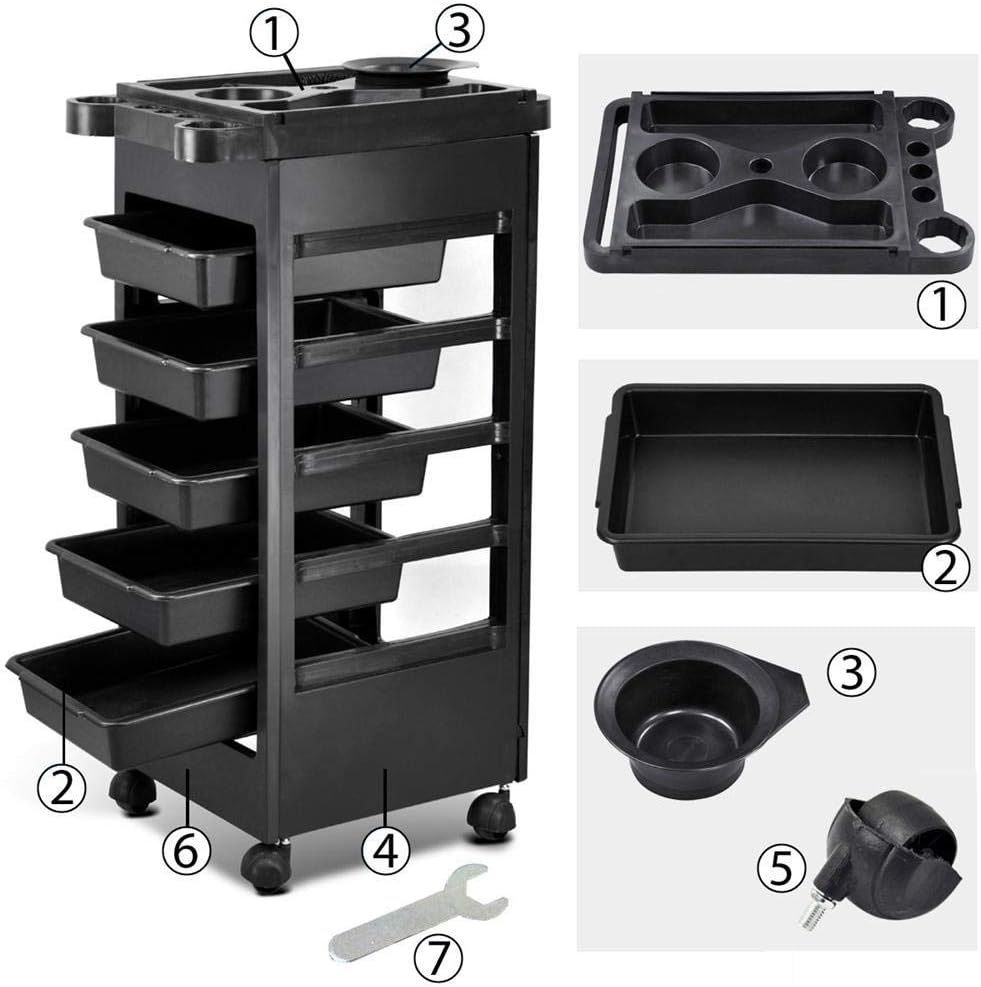 Topeakmart Salon Trolley Rolling Cart with 5 Drawers, Stylist Hairdressing Spa Cart W/Storage Wheels: Office Products