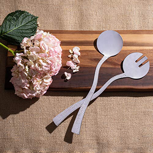 Colleta Home Hammered Stainless Steel Serving Utensils Salad Spoons