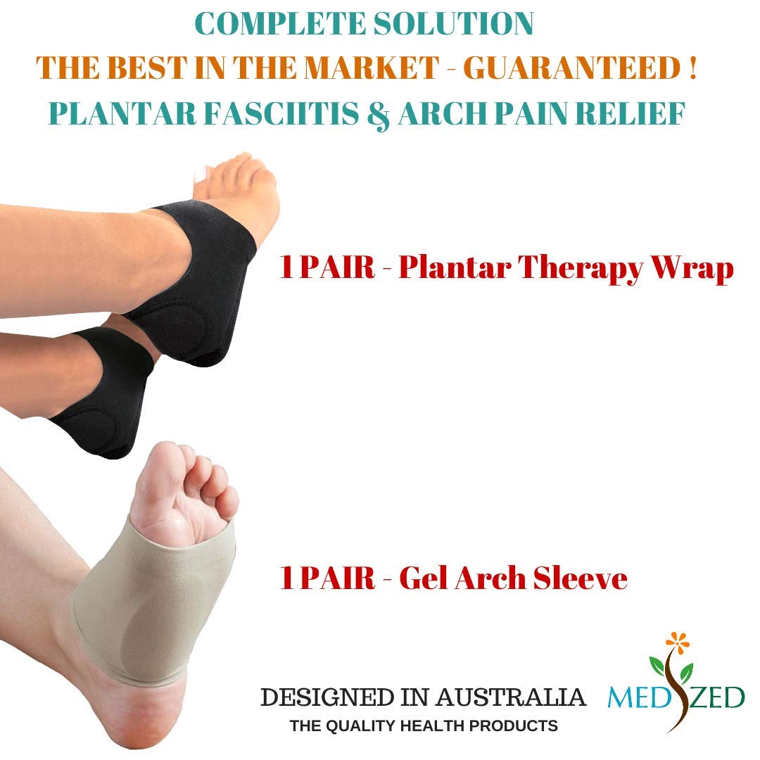 MEDIZED® Plantar Fasciitis Therapy Wrap Heel Foot Pain Arch Support Ankle Brace Insole Orthotic … (Beige Arch Sleeve and Black Heel Wrap) : Beauty