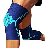 Sparthos Knee Compression Sleeves (Pair) – Support for Sports, Running, Joint Pain Relief – Knee Brace for Men and Women – Walking Cycling Tennis Hamstring Thigh Kinesiology Tape Calf Workout (Blue-S)