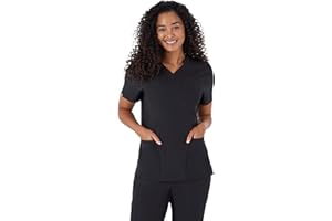 Hanes Women's Scrubs Healthcare Top, Moisture-Wicking Stretch Scrub Shirts, Ribbed Back Panel
