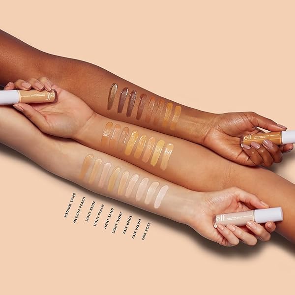 E.L.F. HYDRATING CAMO CONCEALER, COVERS BLEMISHES & UNDER-EYE CIRCLES, FULL-COVERAGE & DELIVERS A SATIN FINISH, VEGAN & CRUELTY-FREE, LIGHT IVORY