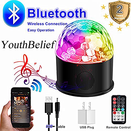 Party Lights Disco Strobe Ball 2018 New Generation Sound Activated Rotating with USB Charging Bluetooth Speaker Machine Remote Control 9 Colors Lighting for DJ birthday Dancing Wedding - Thumbnail 6