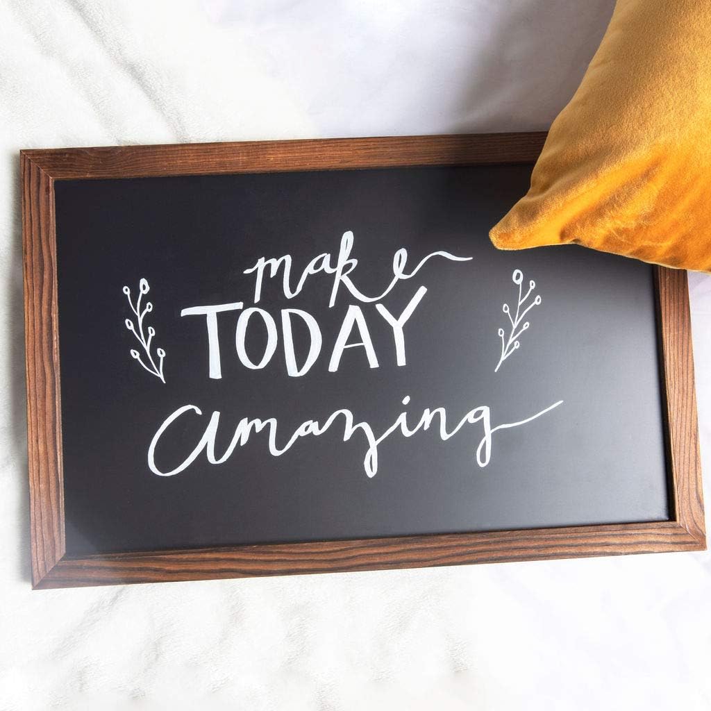 Wood Framed Magnetic Chalkboard Sign: 11x17 Inch Rustic Wall Hanging Blackboard Signs - Decorative Bulletin Board Chalkboards Perfect for a Kitchen Menu or Wedding Includes Chalk Marker and 2 Magnets : Office Products